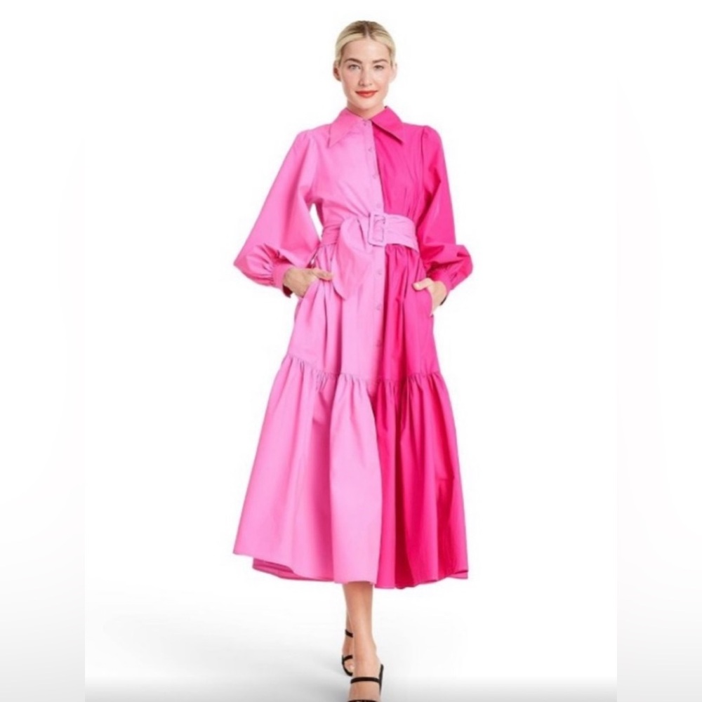 Christopher John Rogers for Target Pink Colorblock Shirt Dress. Size 2